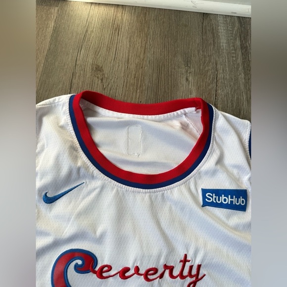 Philadelphia Sixers 76ers Joel Embiid Basketball Jersey White Red Blue Size M L - Picture 6 of 11